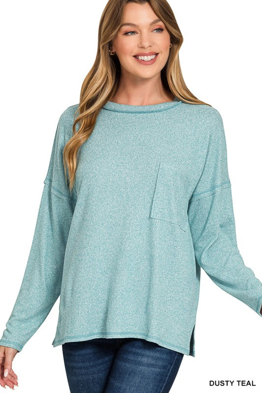 Riding around town top dusty teal