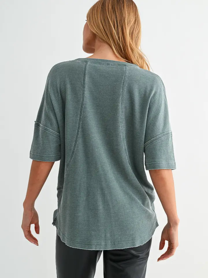 Cotton Blend Mineral Wash Waffle Short Sleeve Tee Silky Pine
