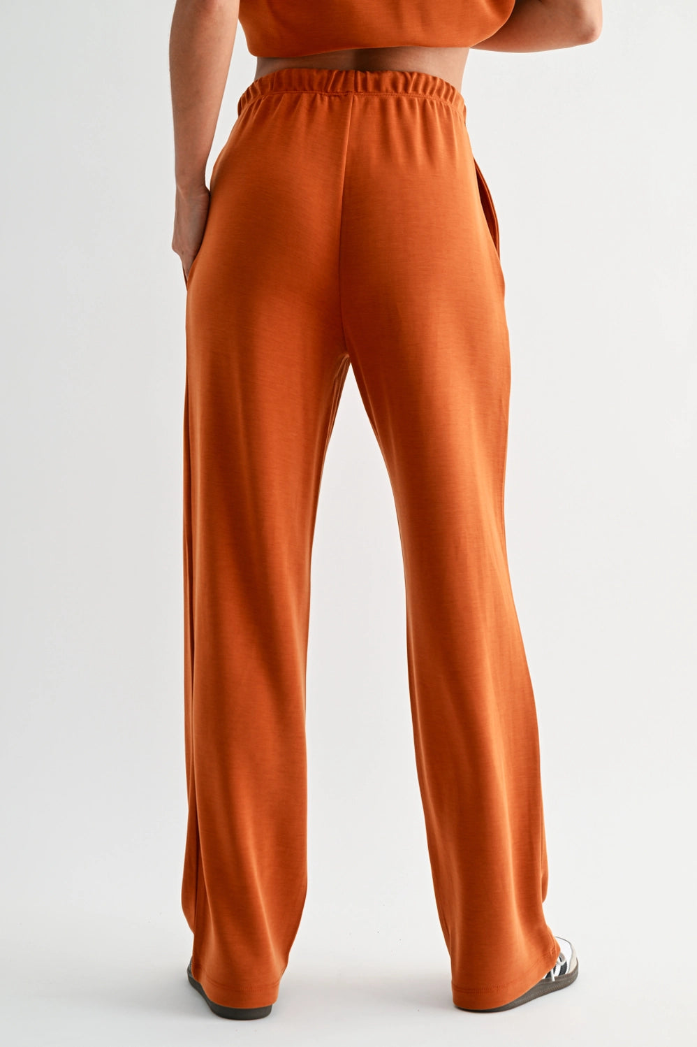Simple Scuba Wide-Leg Pant Burnt Amber