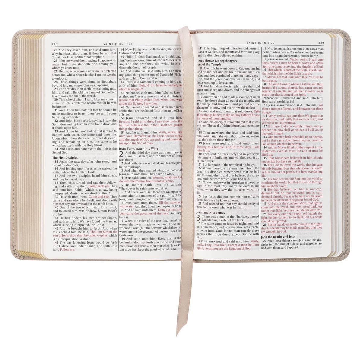 Kjv Bible Compact Faux Leather, Taupe