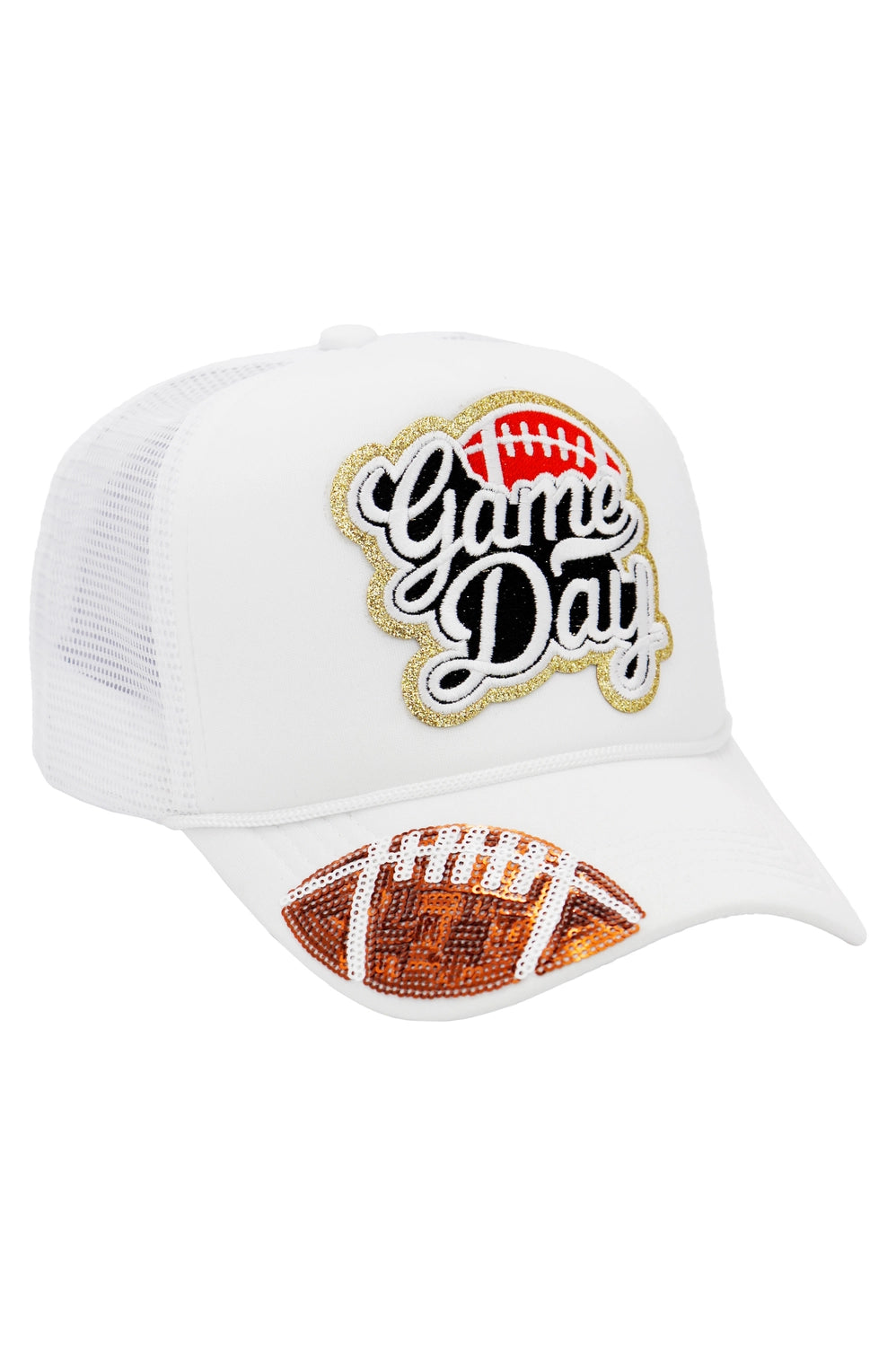 Football Gameday Trucker Hat- White