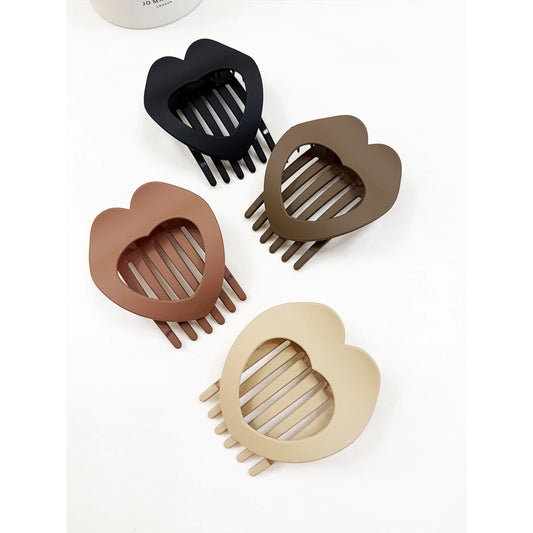 Heart Shape Matte Flat Hair Claw Clips