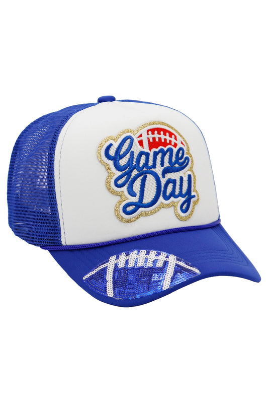 Football Gameday Trucker Hat- Blue