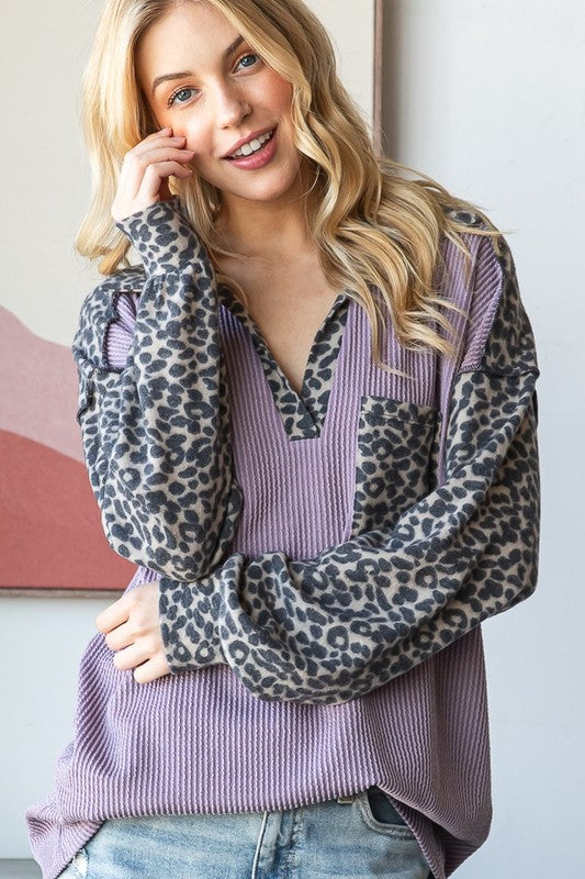 Coming In Style Ribbed Leopard Top