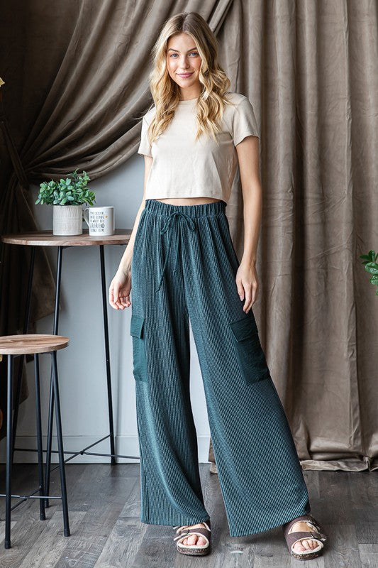Not Today Green Ribbed Pants