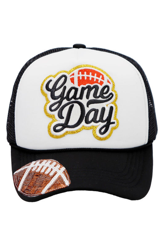 Football Gameday Trucker Hat- Black