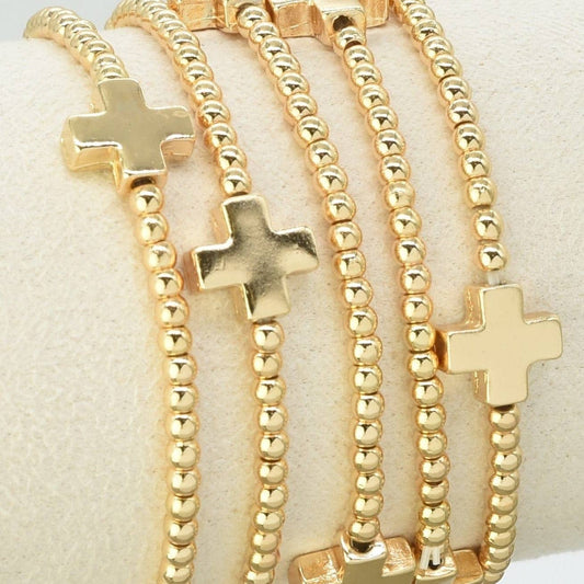 5 Piece Cross Beaded Bracelet Set