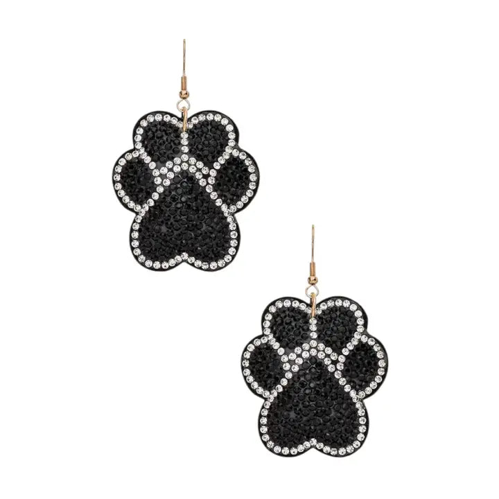 Color Paw Print Crystal Pillow Earrings