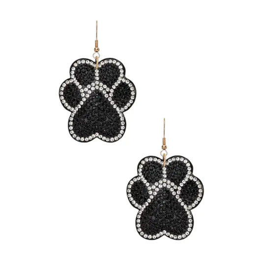 Color Paw Print Crystal Pillow Earrings