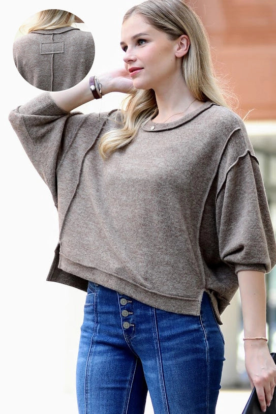 Cozy Sunday Cropped Sweater Mocha