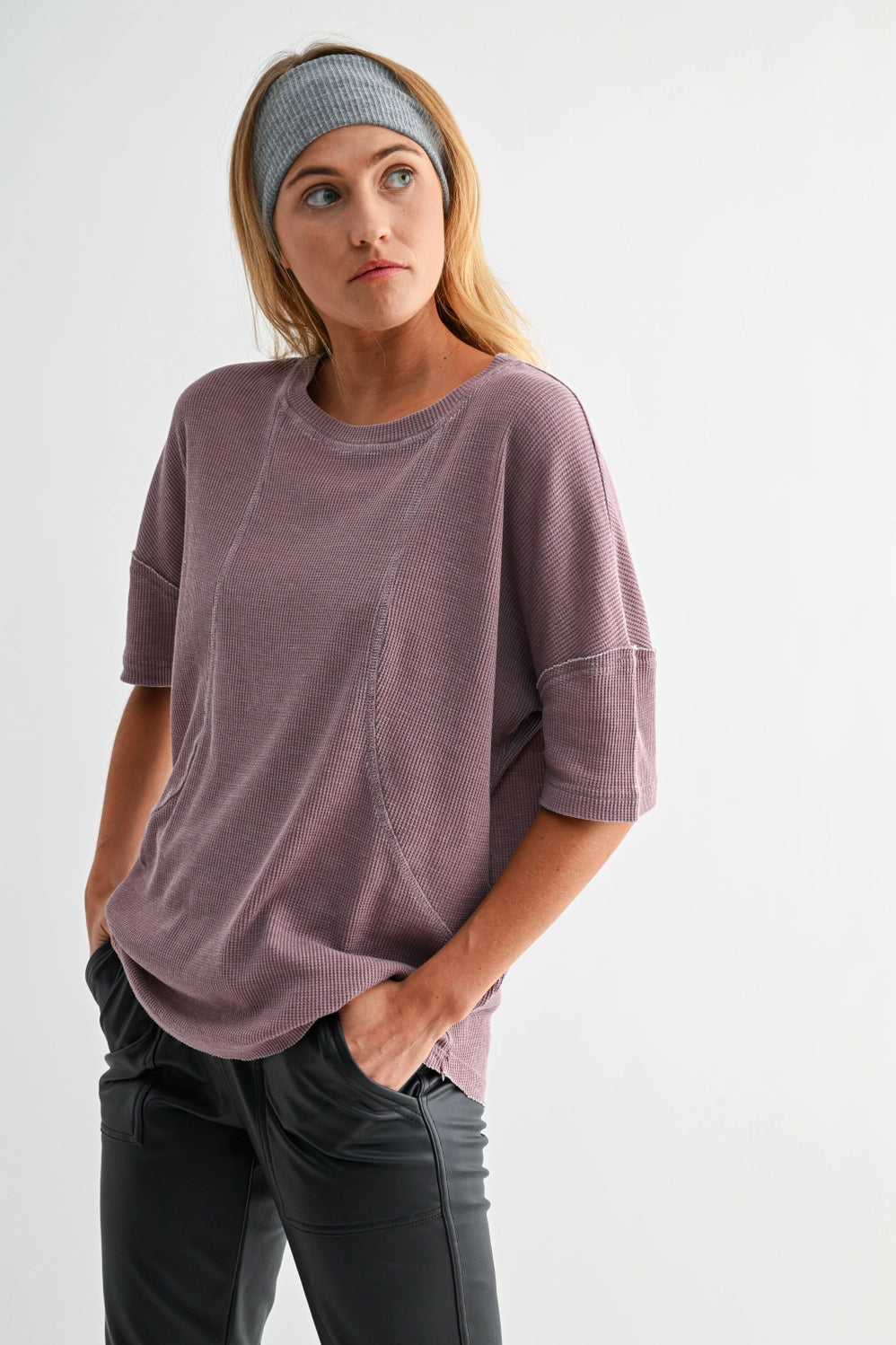 Cotton Blend Mineral Wash Waffle Short Sleeve Tee