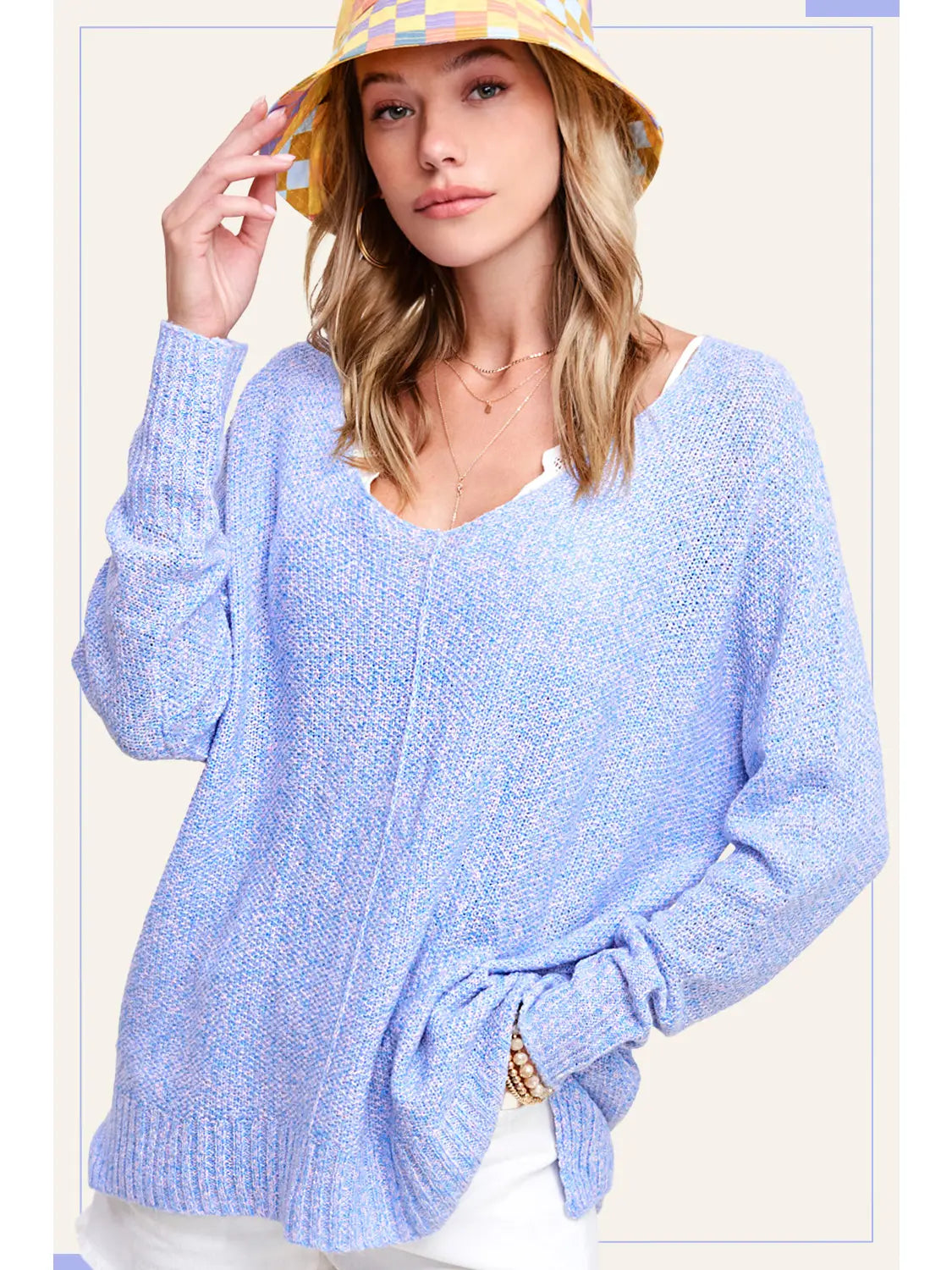 Cool Breeze Textured Sweater Periwinkle