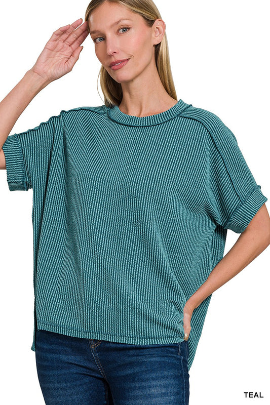 Ribbed Teal Top