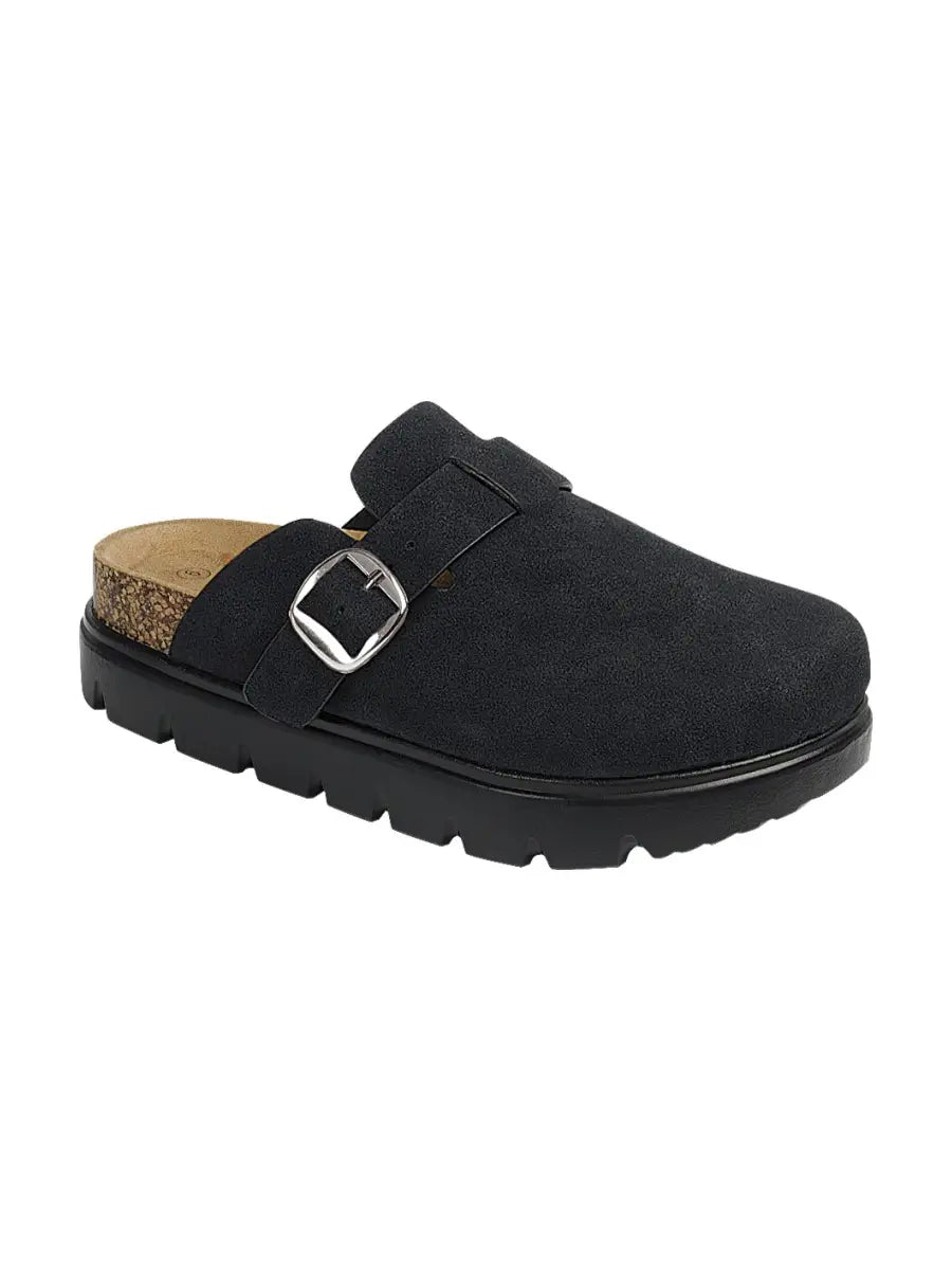 Black Nubuck Slide On Shoes