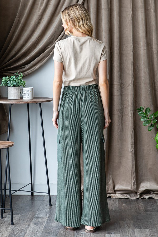 Olive Ribbed Urban Style Pants