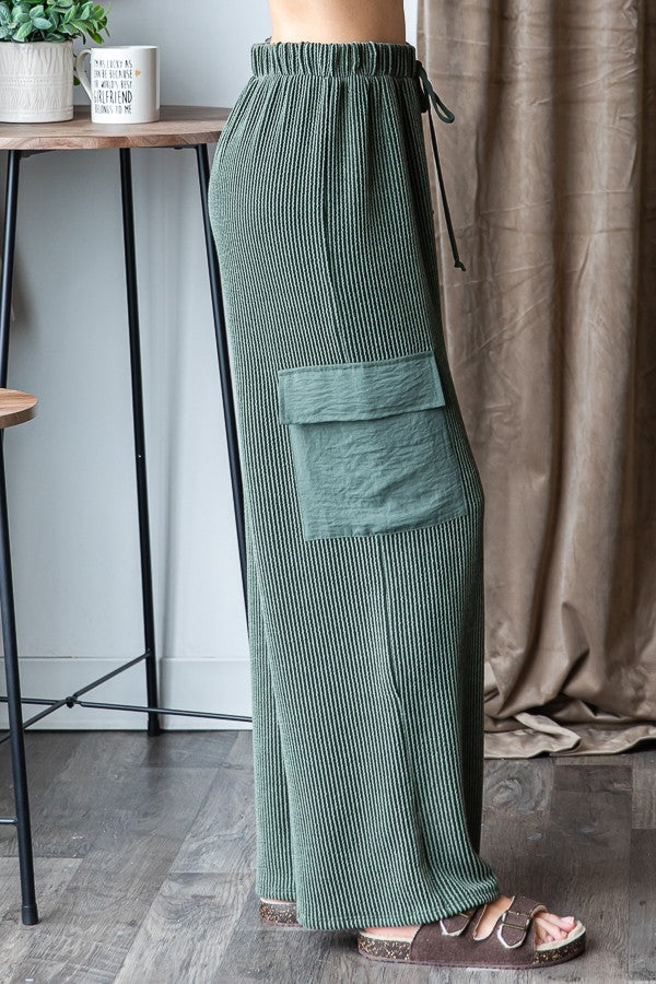 Olive Ribbed Urban Style Pants