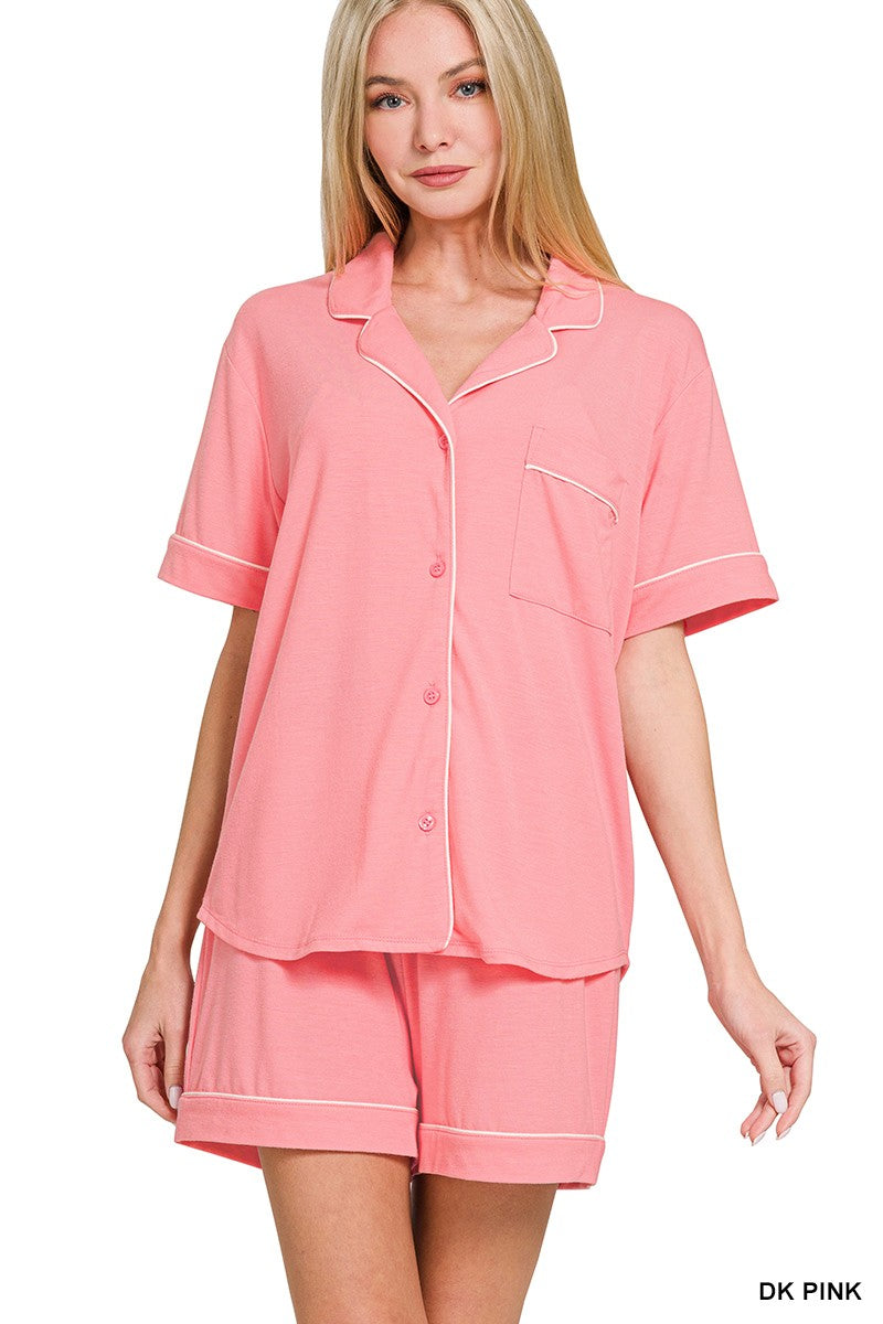 Short Sleeve Button Down Pajama Sets