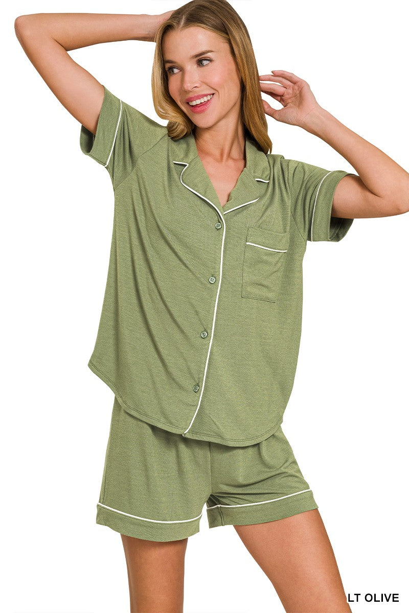 Short Sleeve Button Down Pajama Sets