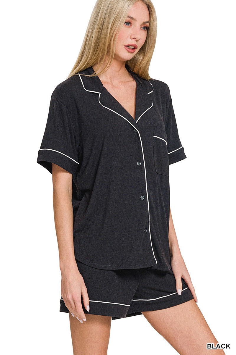 Short Sleeve Button Down Pajama Sets