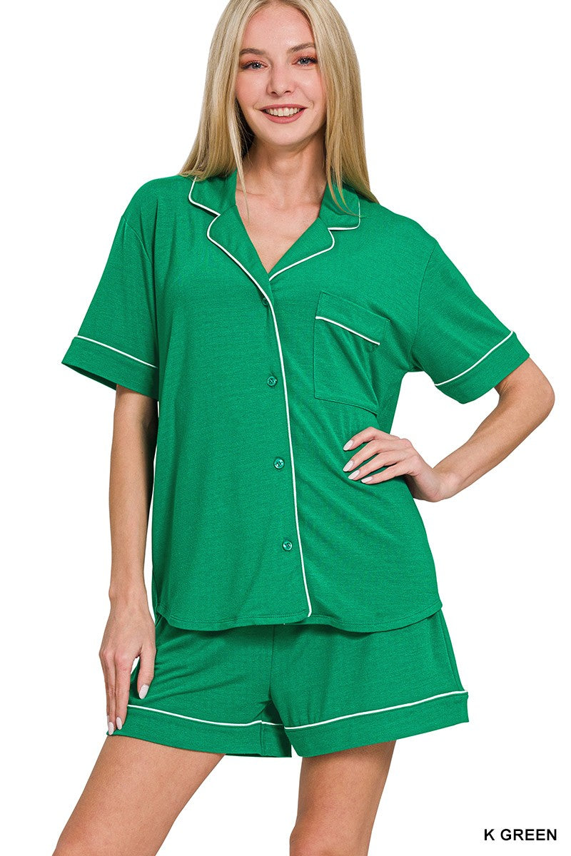 Short Sleeve Button Down Pajama Sets