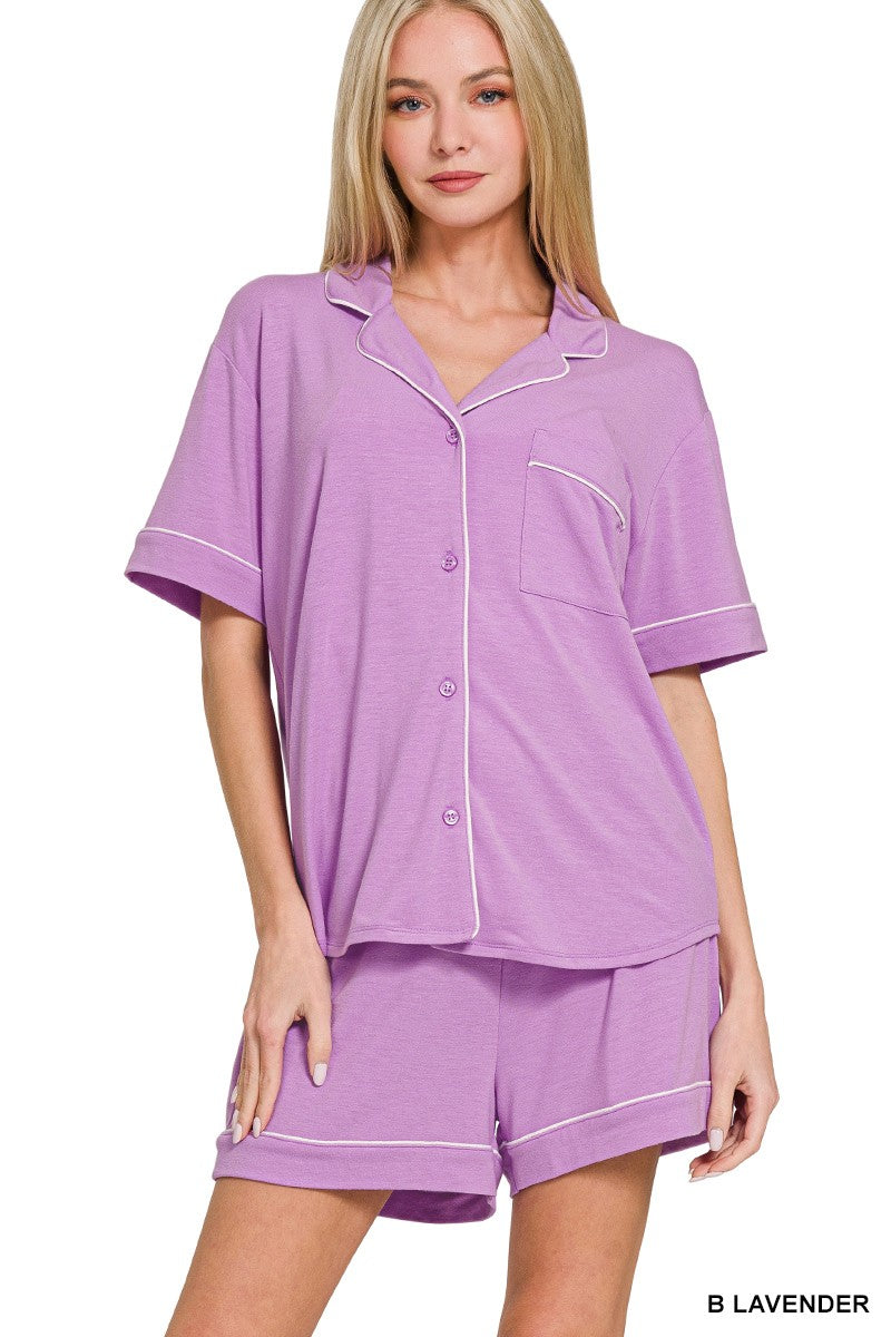 Short Sleeve Button Down Pajama Sets