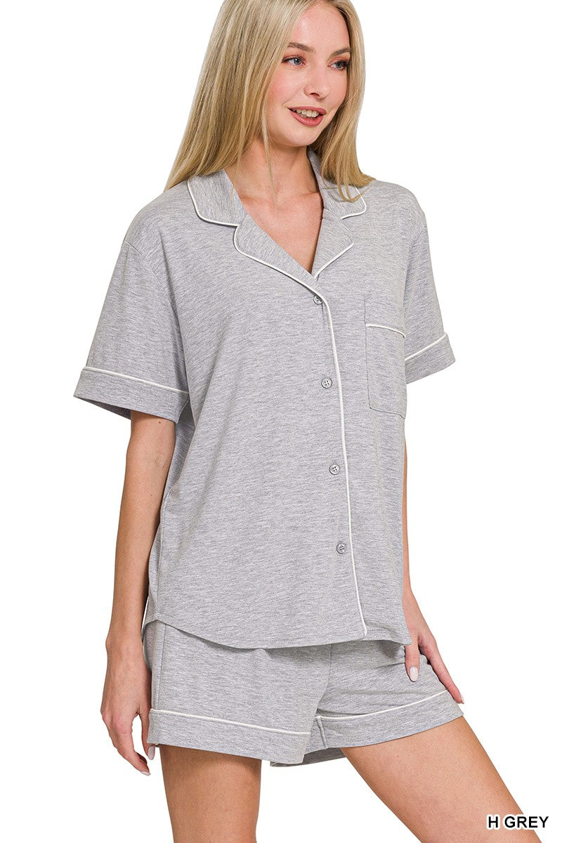 Short Sleeve Button Down Pajama Sets