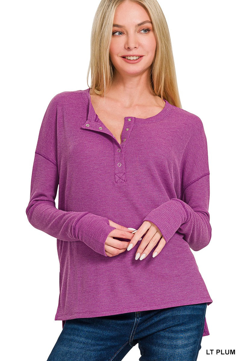 Give It A Try Waffle Knit Top Plum