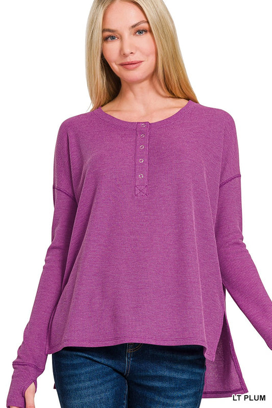 Give It A Try Waffle Knit Top Plum