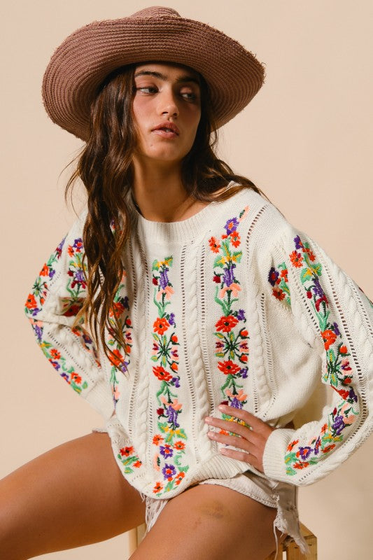 Flower patch sweater