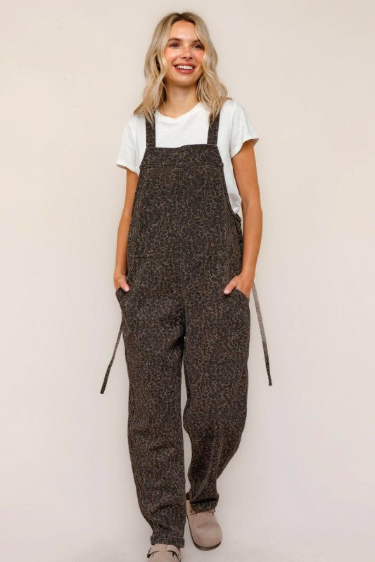 Plus Loose Comfy Overalls W/ Side Pockets And Belt