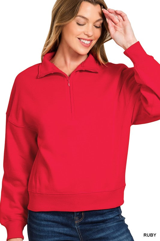 Cozy Half zip pullover ruby