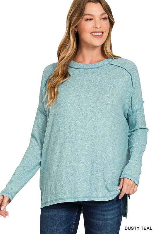 Catch Feelings Not Flights Dusty Teal Top