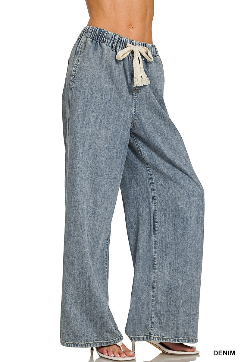 Everyday Drawstring Denim Pants