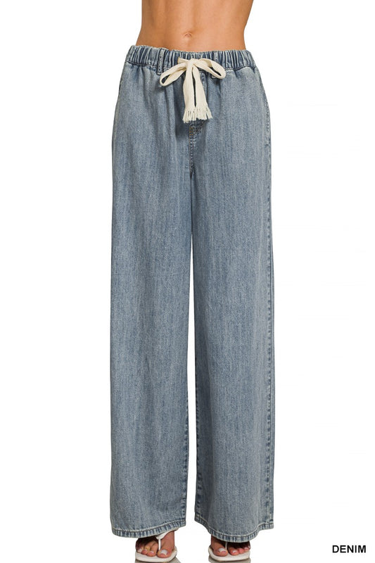 Everyday Drawstring Denim Pants