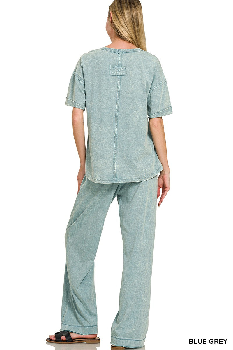 Acid Wash Set Blue Grey