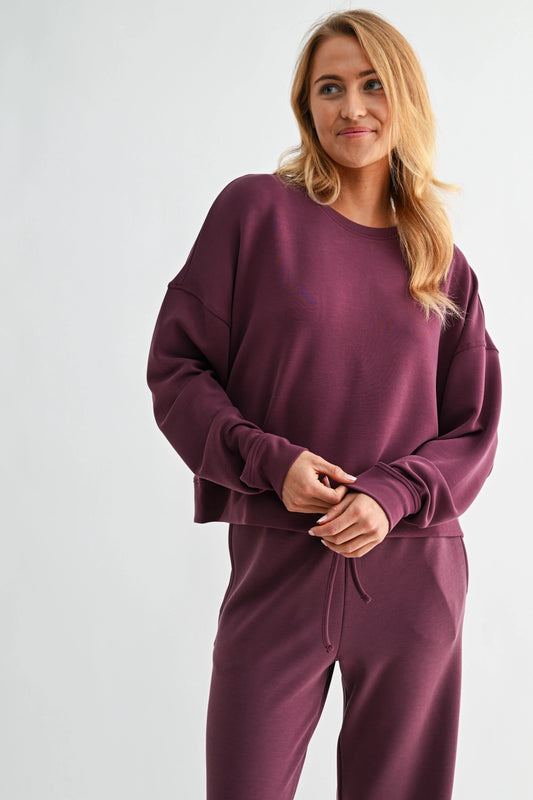 Laguna Dropped Shoulder Sweatshirt Dark Plum