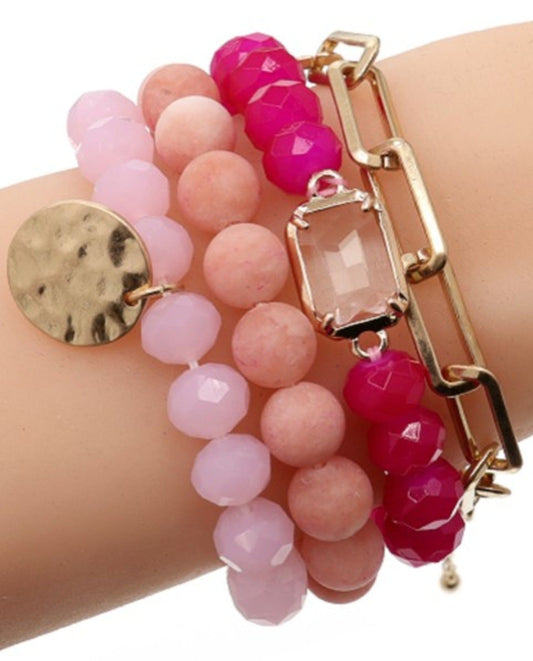 Multi Stone Crystal Beaded Bracelet Set