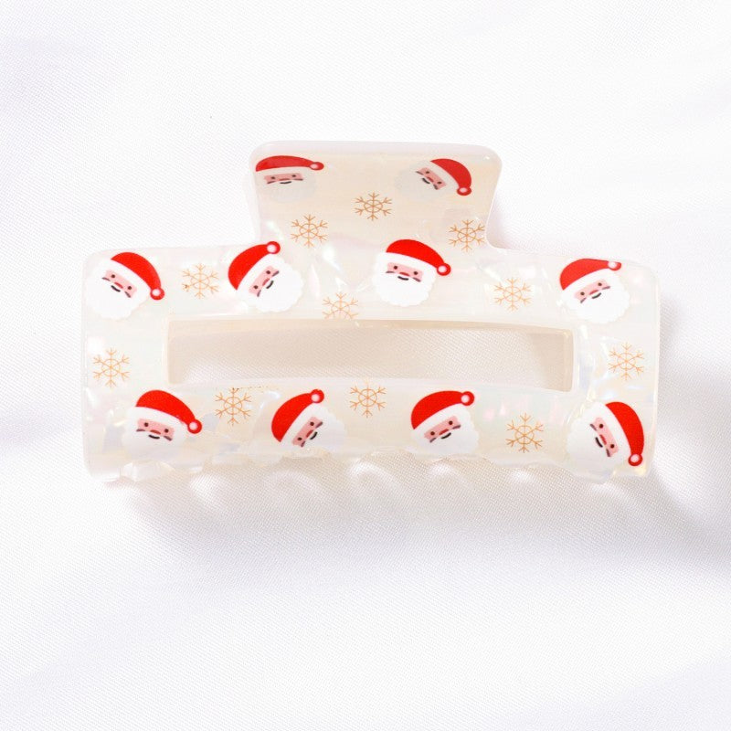 Christmas Tree Santa Holiday Hair Claw