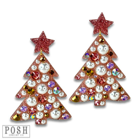Rhinestone Christmas Tree Earring