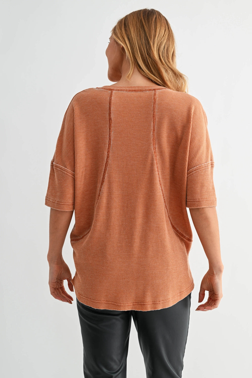 Cotton Blend Mineral Wash Waffle Short Sleeve Tee