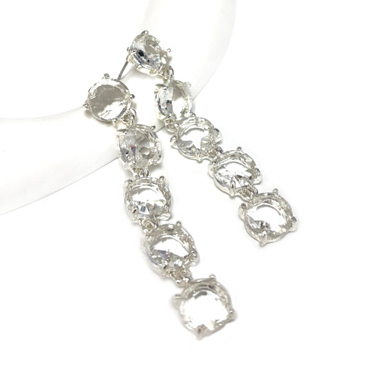 Round Crystal Glass 5pcs Linked Dangle Drop Earrings
