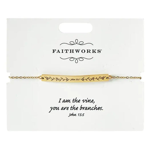 Bar Bracelet - Jesus Is the Vine - Gold