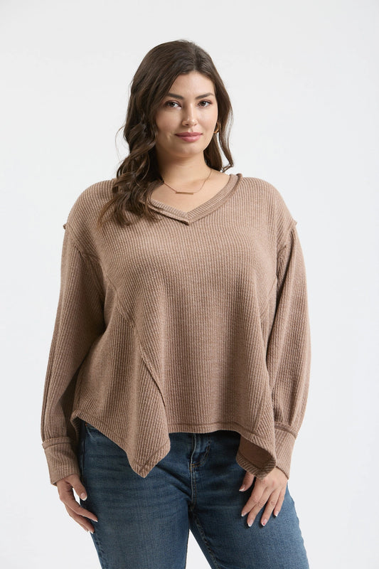 Everyday Basic Ribbed Top Plus Mocha