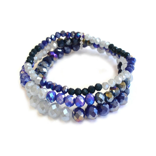 3 Pcs Set Stackable Multi Glass Beaded Stretch Bracelets