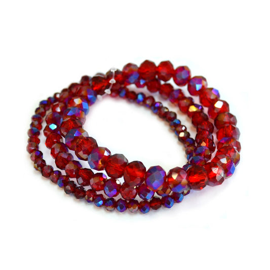 3 Pcs Set Stackable Multi Glass Beaded Stretch Bracelets