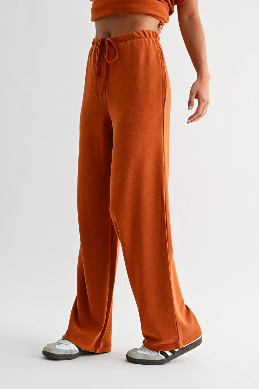Simple Scuba Wide-Leg Pant Burnt Amber