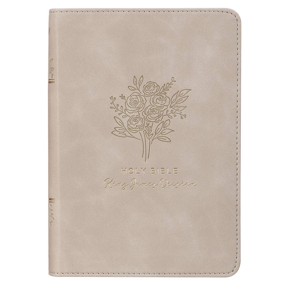 Kjv Bible Compact Faux Leather, Taupe