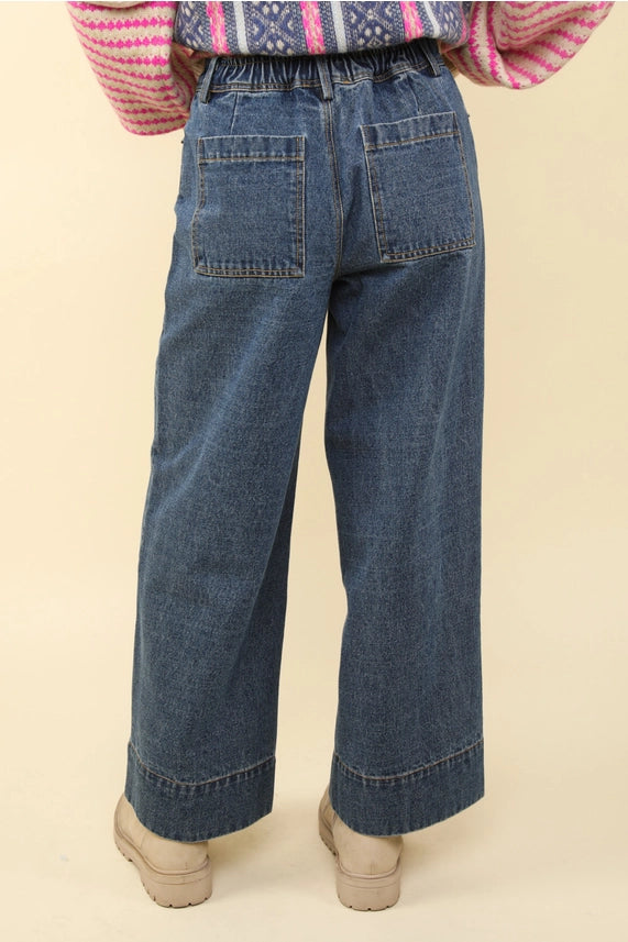 Wide Leg Denim Jean Pants