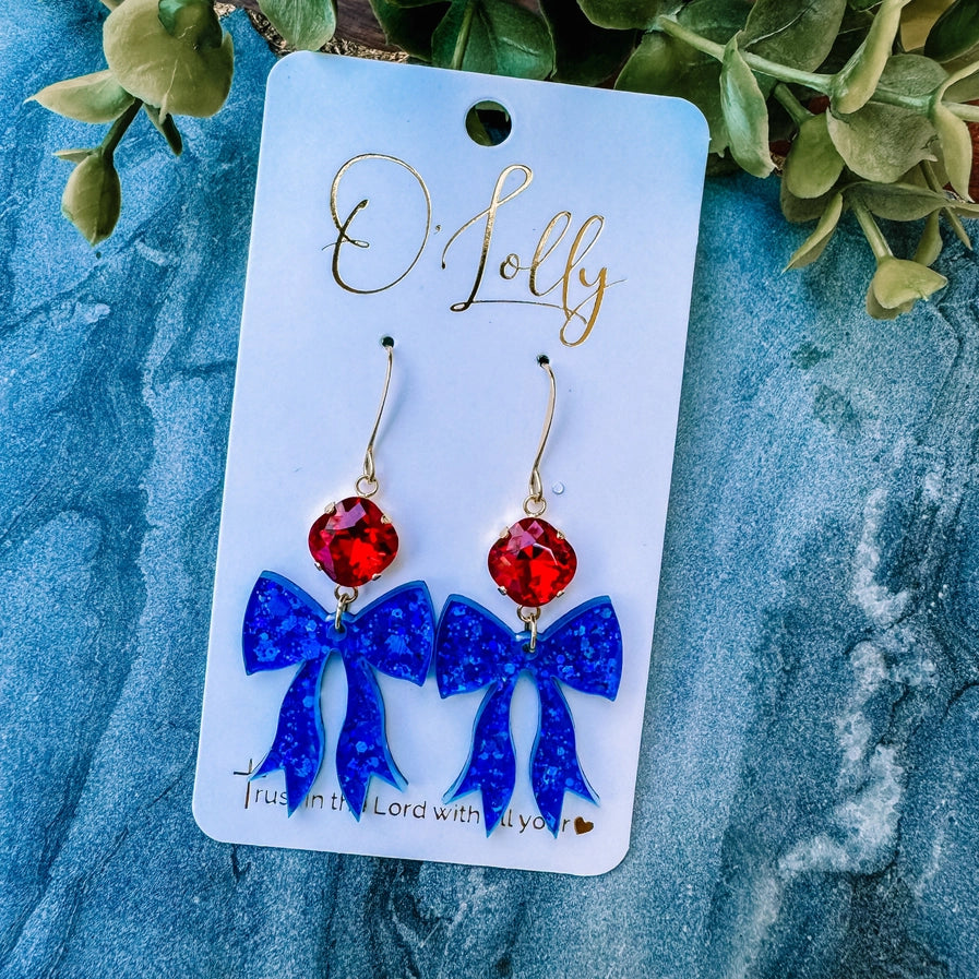 Acrylic Stone+Bow Earrings toddy