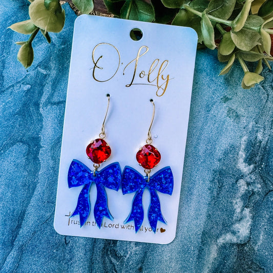 Acrylic Stone+Bow Earrings toddy